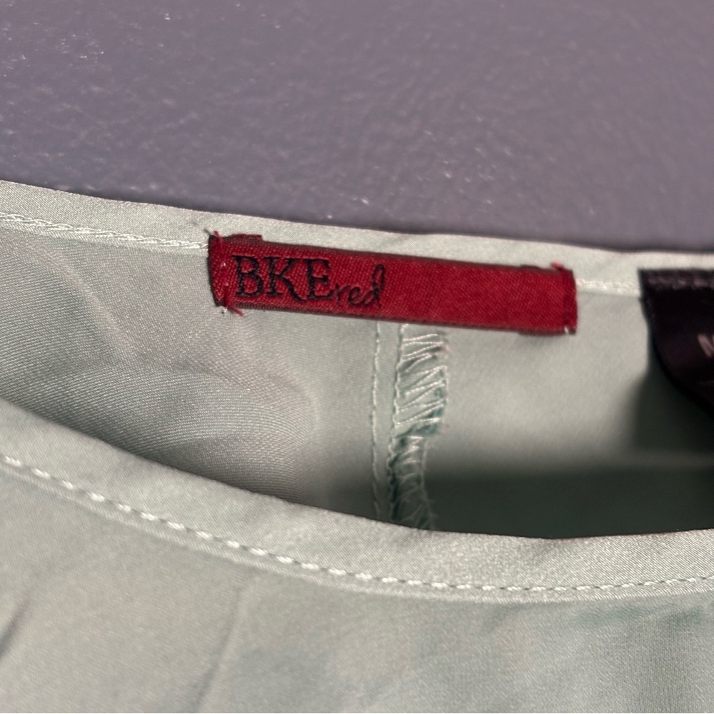 BKE Red Mint Green Blouse | Medium | Hi-Low Hem | Ruffle open Back | READ - Picture 2 of 10